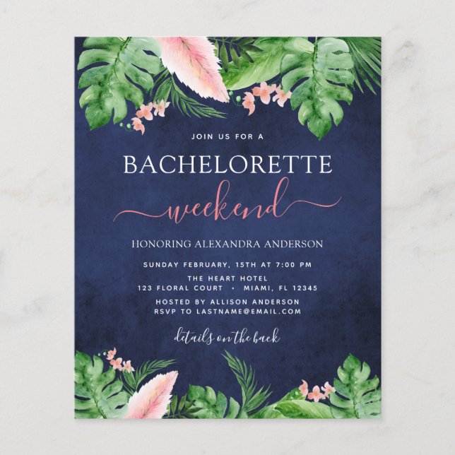 Flyer Bachelorette Weekend Tropical Itinerario (Frente)