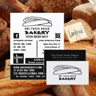 Flyer Baguettes recién hechas, panaderos, anuncio de tie