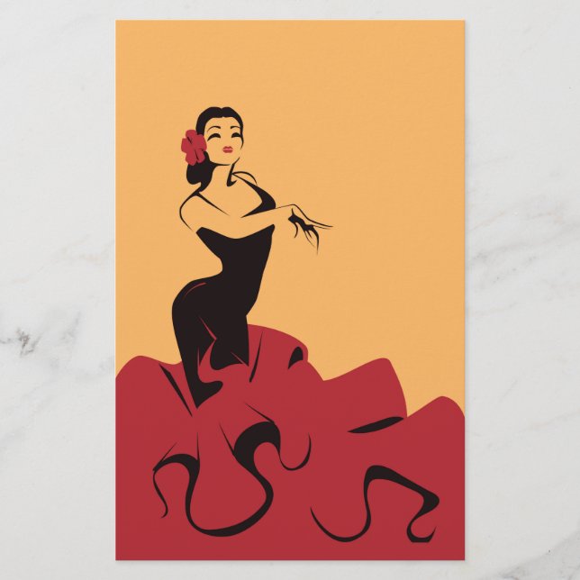 Flyer bailarina de flamenco en una posición espectacular (Frente)