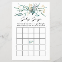 Flyer Bajo el mar Jellyfish Baby Bingo Card Game Board