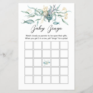 Flyer Bajo el mar Jellyfish Baby Bingo Card Game Board