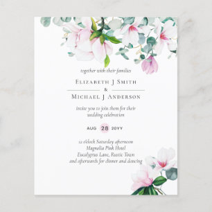 Flyer BAJO PRESUPUESTO Magnolias rosadas Sage Eucalyptus