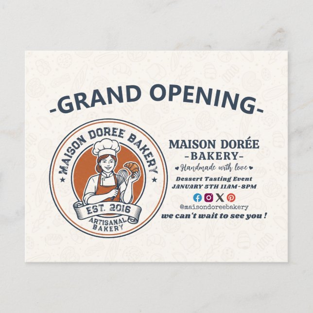 Flyer Bakery Pastry Chef Baking Catering Grand Opening (Frente)