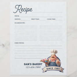 Flyer Bakery Pastry Chef Baking Recipe Page Cookbook