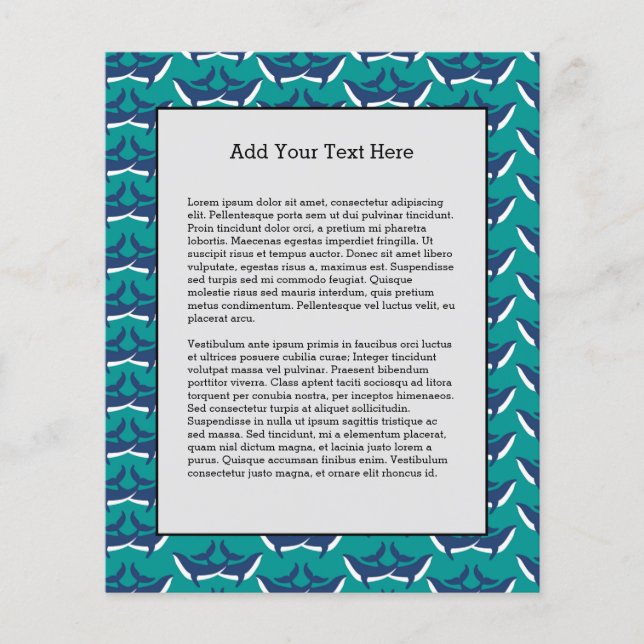 Flyer Ballenas blancas azules Mar Océano verde marino (Frente)