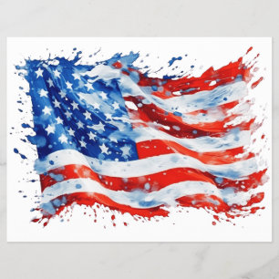 Flyer Bandera Americana USA Acuarela 4 de Julio