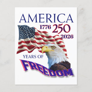 Flyer Bandera de América 250 Años de Libertad con Águila