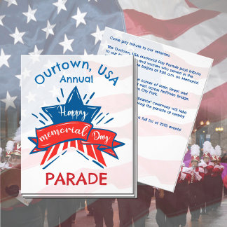 Flyer Bandera de Estrella del Día Conmemorativo Desfile 