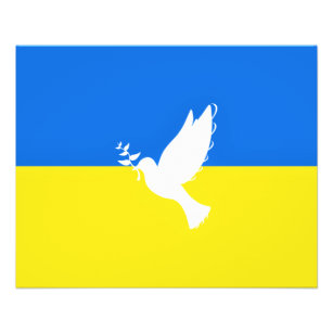 Flyer Bandera de Ucrania - Paloma de paz - Libertad - Pa