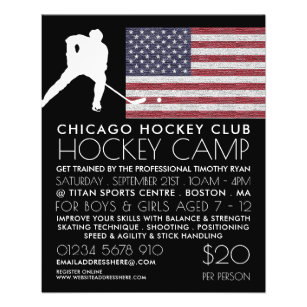 Flyer Bandera estadounidense, jugador de hockey, publici