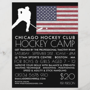 Flyer Bandera estadounidense, jugador de hockey, publici