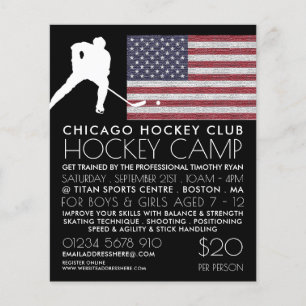Flyer Bandera estadounidense, jugador de hockey, publici