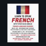 Flyer Bandera francesa de madera, anuncio de curso en fr<br><div class="desc">Bandera Francesa De Madera,  Folletos Publicitarios Del Curso En Francés Por La Tienda De Tarjetas De Negocios.</div>