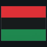 Flyer Bandera roja, negra y verde<br><div class="desc">Los 3 colores panafricanos en la bandera representan: ROJO: la sangre que une a todas las personas de ascendencia africana negra y derramada por la liberación; NEGRO: personas negras cuya existencia como nación, aunque no como estado-nación, está afirmada por la existencia de la bandera; y VERDE: la abundante riqueza natural...</div>