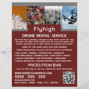 Flyer Banner de Drone Collage, empresa de alquiler de dr