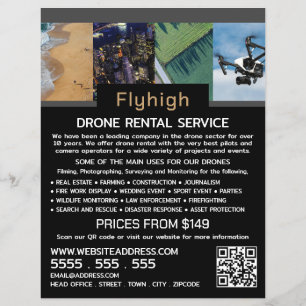 Flyer Banner de Drone Collage, empresa de alquiler de dr