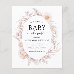 Flyer Baño de bebé rosa polvoriento boho chic económico