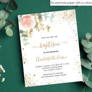 Flyer Baptism eucalyptus rosa invitación de presupuesto 