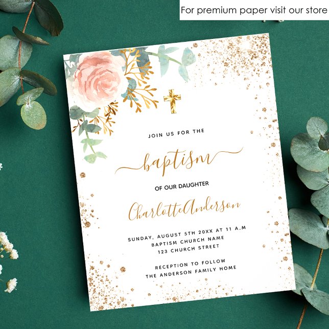 Flyer Baptism eucalyptus rosa invitación de presupuesto  (Subido por el creador)