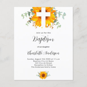 Flyer Baptism sunflower eucalipto invitación presupuesta