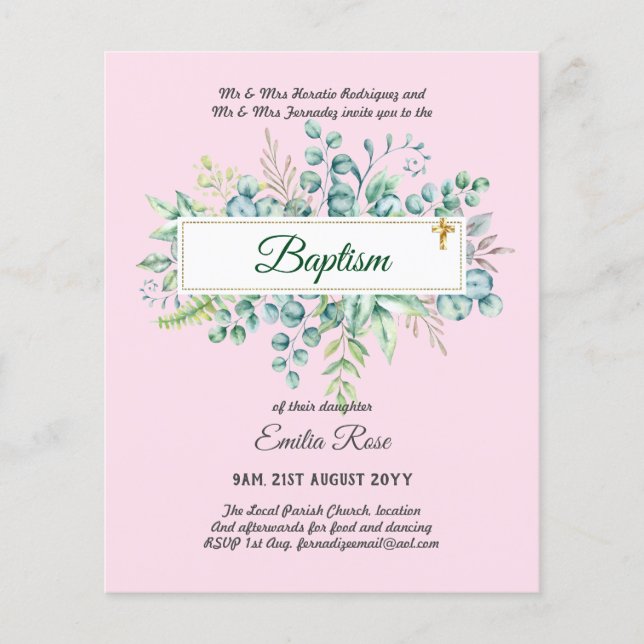 Flyer Baptismo Bautizo Bautismo GREENERY (Frente)