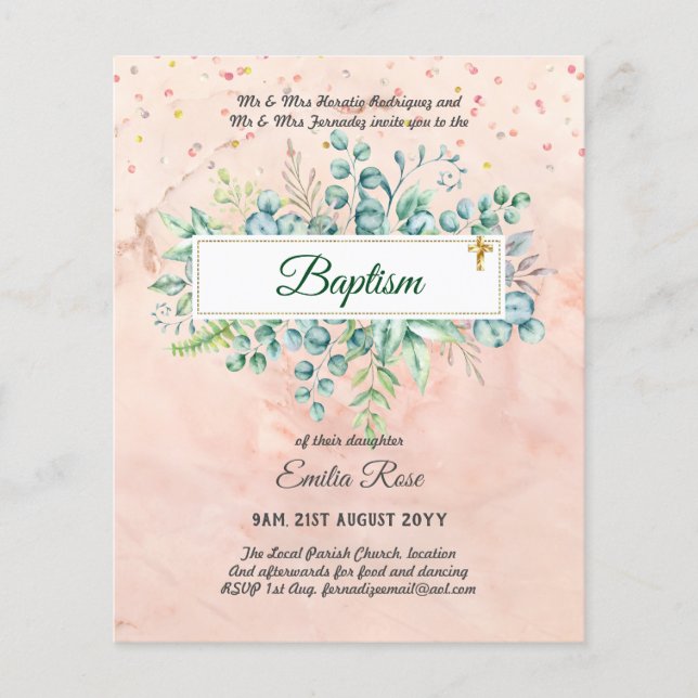 Flyer Baptismo Bautizo Bautismo GREENERY (Frente)