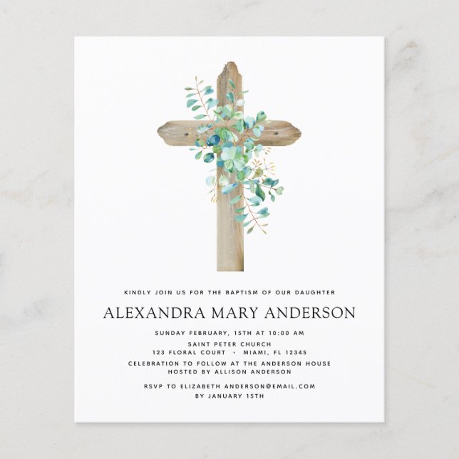 Flyer Baptismo presupuestal Verdor Sage Eucalyptus (Frente)