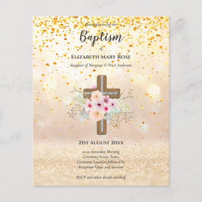 Flyer Baptismo presupuestario Christening Bautizo Bautis (Frente)