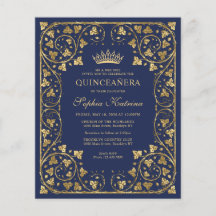 Barato de oro azul de la marina Tiara Quinceanera