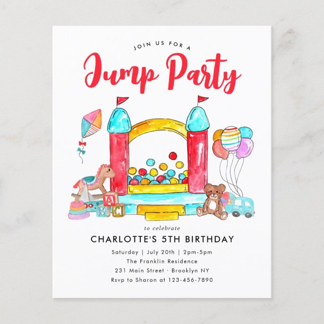 Flyer Barato FIESTA de JUMP Rebote Casa Trampoline Cumpl (Frente)