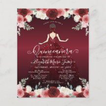 Barato Floral Borgoña Rojo Vestido Quinceanera