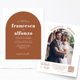Flyer Barato Terracota RSVP Código QR Boda de fotografía