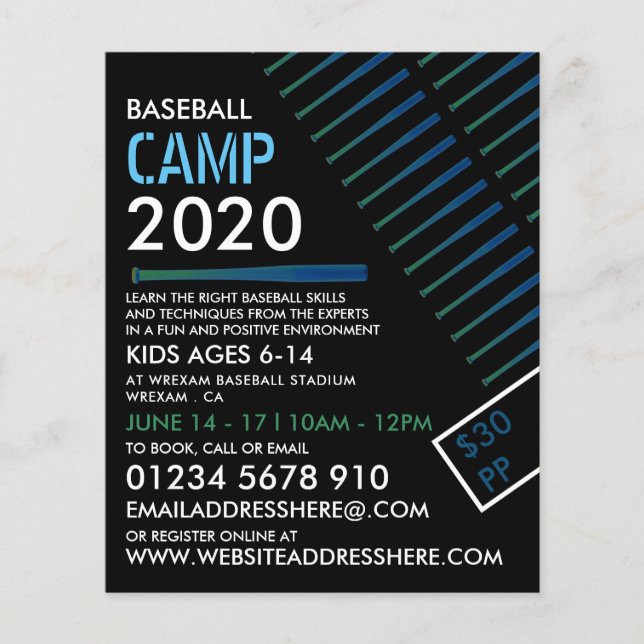 Flyer Barba de béisbol solarizada, anuncio en el campo d (Frente)