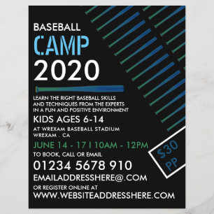 Flyer Barba de béisbol solarizada, anuncio en el campo d