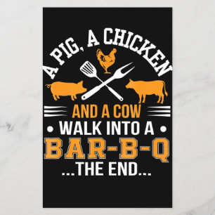 Flyer Barbacoa BBQ Lover Pig Chicken Cow Caminar hacia