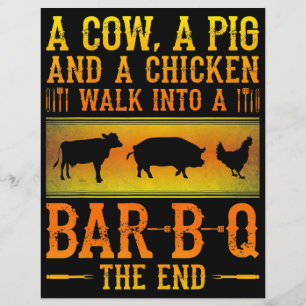 Flyer Barbacoa   Una Vaca, Un Cerdo Y Un Pollo Entrando 