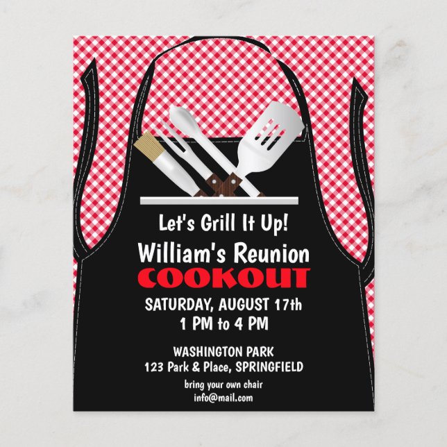 Flyer Barbecue Cookout Reunion Fast Food Gingham (Frente)