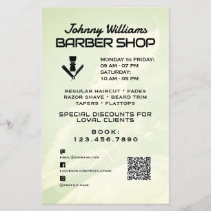 Flyer Barbería de estilo negro blanco moderno