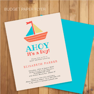 Flyer Barco náutico Ahóy es un niño Chic baby shower Fly