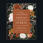 Flyer Barracotta de presupuesto floral rústico elegante<br><div class="desc">Invitación a una boda floral a acuarela rústica y económica. Con hermosos detalles naturales,  terracota,  pampas de pasto de pampas color rosa,  negro y verde salvia eucalipto acuarela. Esta moderna invitación a la boda le permitirá fijar el estilo de su gran día.</div>