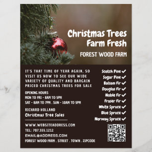 Flyer Bauble de árbol de Navidad, ventas de árboles de N