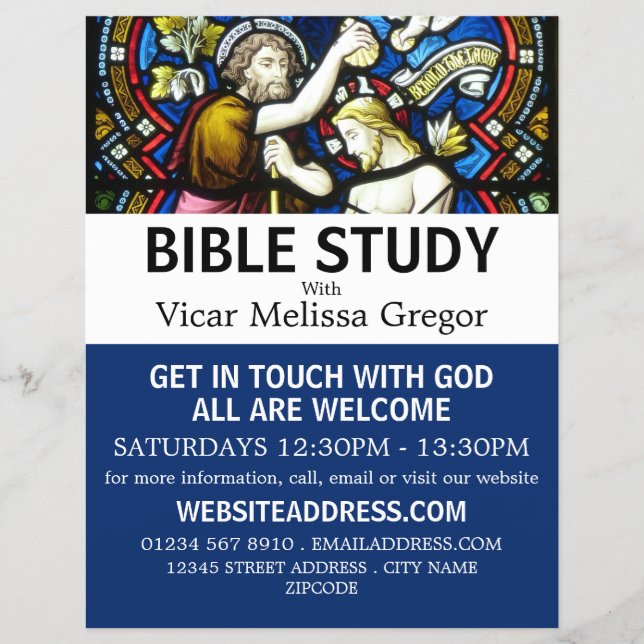 Flyer Bautismo de Jesús, anuncio de clase de la Biblia C (Frente)