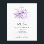 Flyer Bautismo floral de Lilac y Plata o cristianismo<br><div class="desc">Personalizable a las especificaciones de su evento. Tenga en cuenta que esta invitación presupuestaria está en papel de volante y es muy delgada. Los sobres no están incluidos. Para obtener invitaciones más gruesas con sobres incluidos y productos coincidentes sobre el mismo tema,  consulte la colección que aparece a continuación.</div>