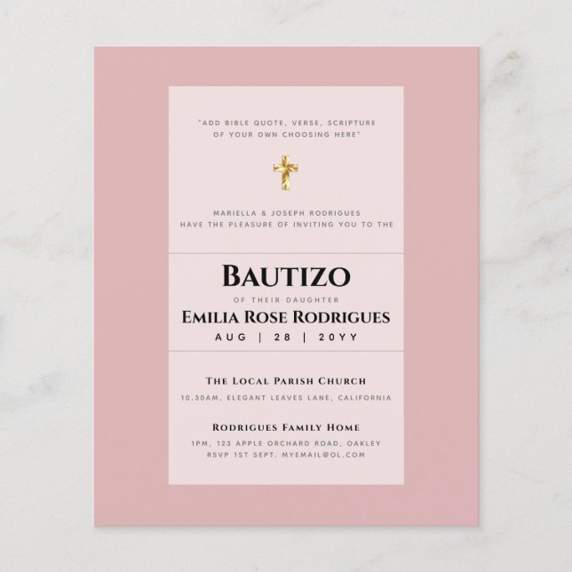 Flyer BAUTIZO Bautismo BAPTISM INVITE (Frente)