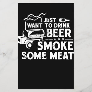 Flyer BBQ Fumar Pitmaster Regalo Bebe Cerveza Humo Carne