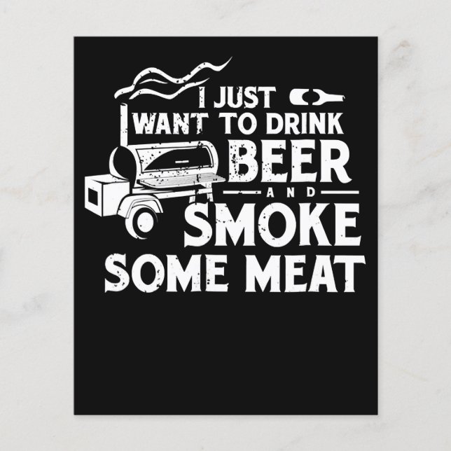 Flyer BBQ Fumar Pitmaster Regalo Bebe Cerveza Humo Carne (Frente)