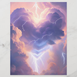 Flyer Beautiful heart of clouds and lightning. AI 