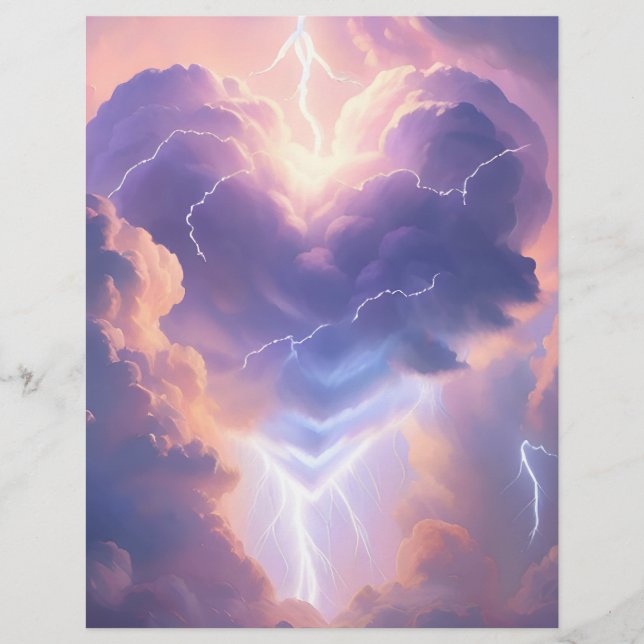 Flyer Beautiful heart of clouds and lightning. AI  (Frente)