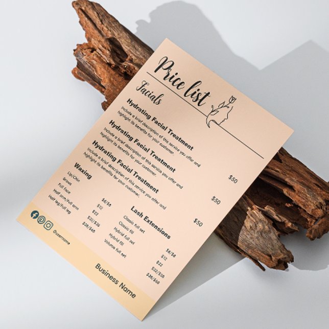 Flyer Beauty Cosmetic SkyCare Price List (Menú de la lis (Beauty Cosmetic Skin Care Price List Menu Flyer)