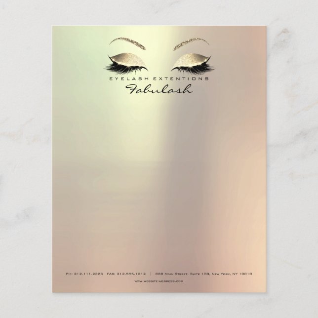 Flyer Beauty Lashes maquillaje Elegante Eyebrows Gold Ro (Frente)